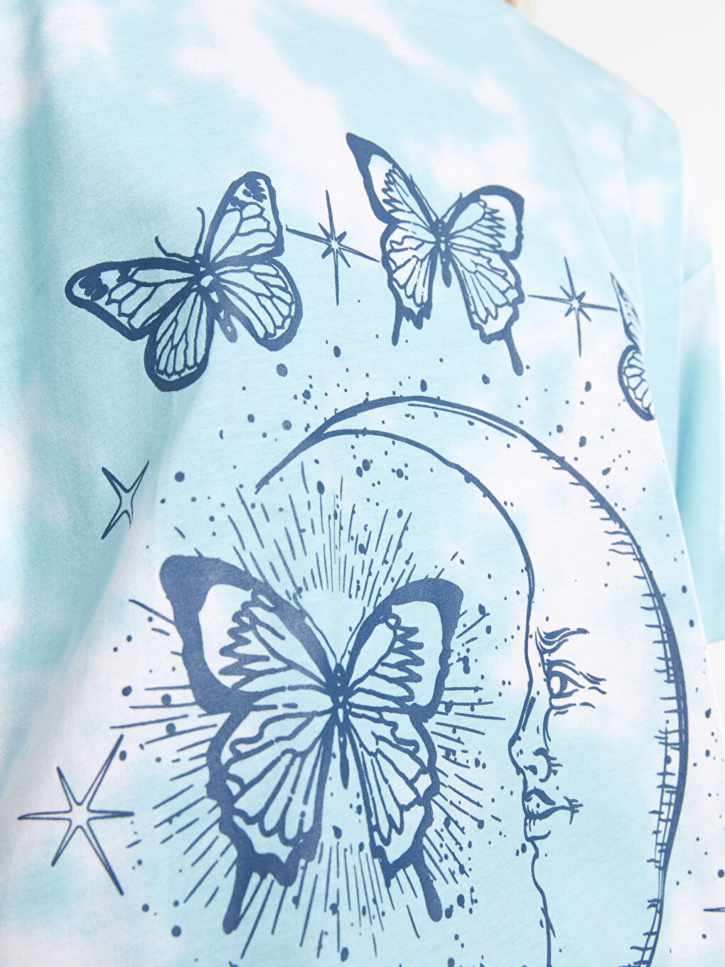 Majica od pamuka sa okruglim izrezom, štampom i kratkim rukavima za žene-4