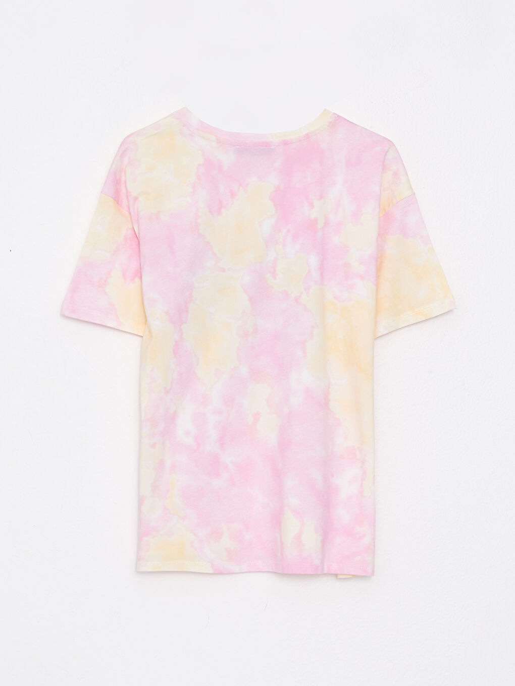 Sarı Bisiklet Yaka Baskılı Kısa Kollu Pamuklu Kadın Tişört-6