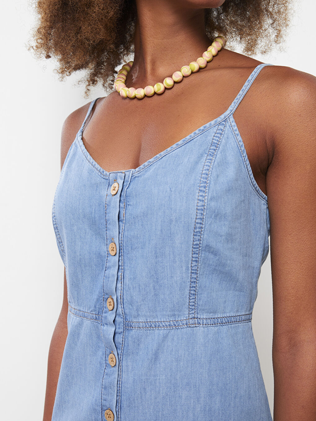 Heart Collar Straight Strap Women's Rodeo Jean Dress -S2IU04Z8-311