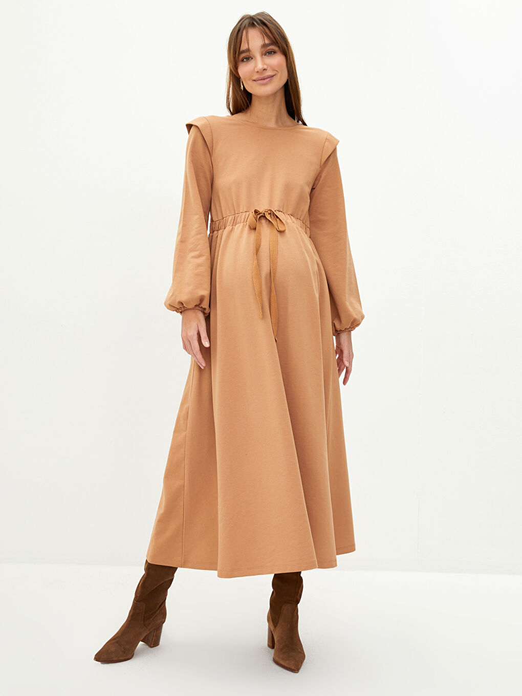 Crew Neck Regular Long Sleeve Maternity Dress -S2IU05Z8-GRR