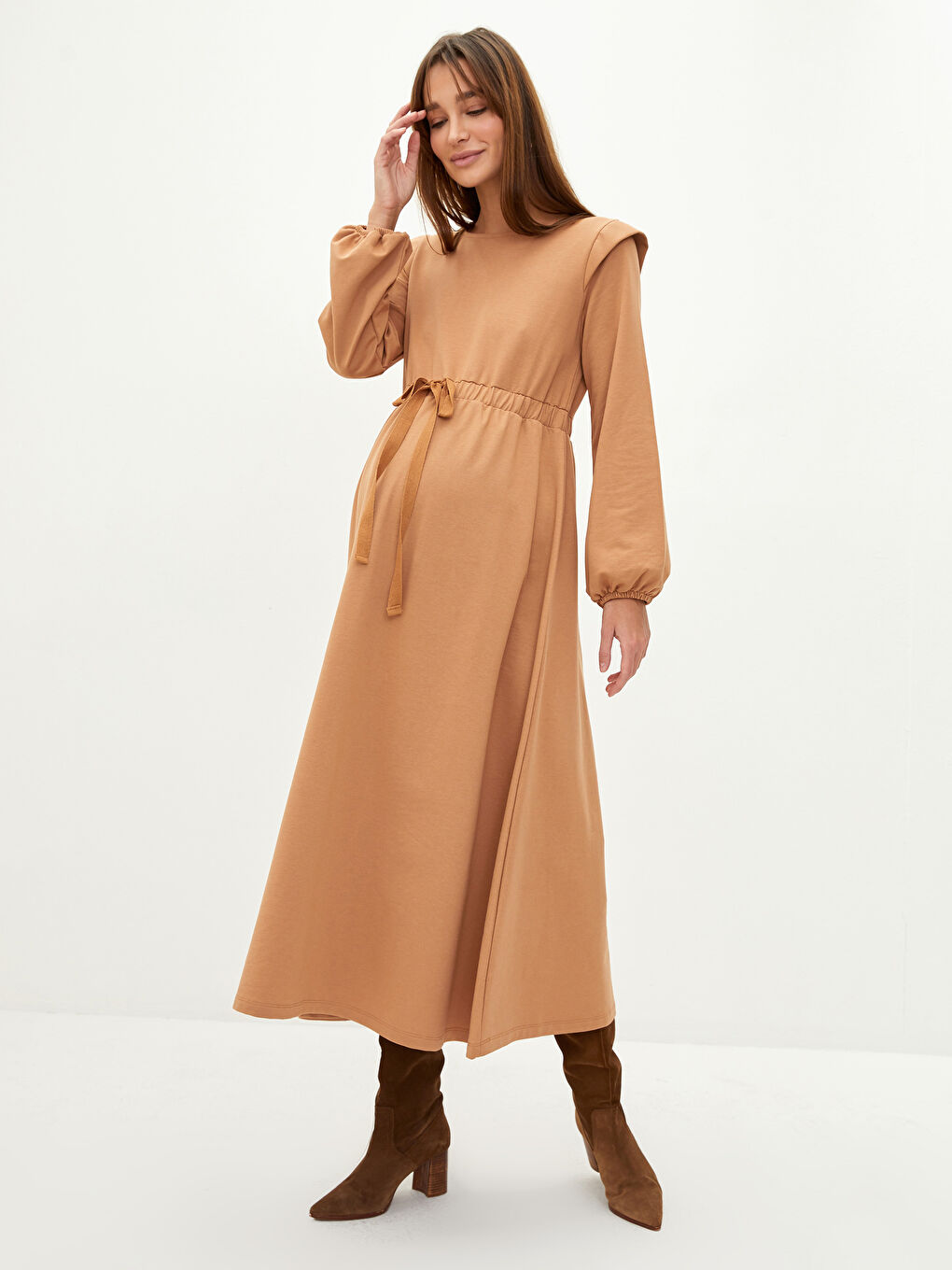 Crew Neck Regular Long Sleeve Maternity Dress -S2IU05Z8-GRR
