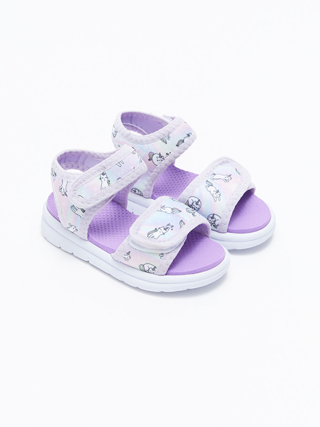 LC Waikiki Printed Hook and Loop Closure Baby Girl Sandals -S2IU09Z1-LS9