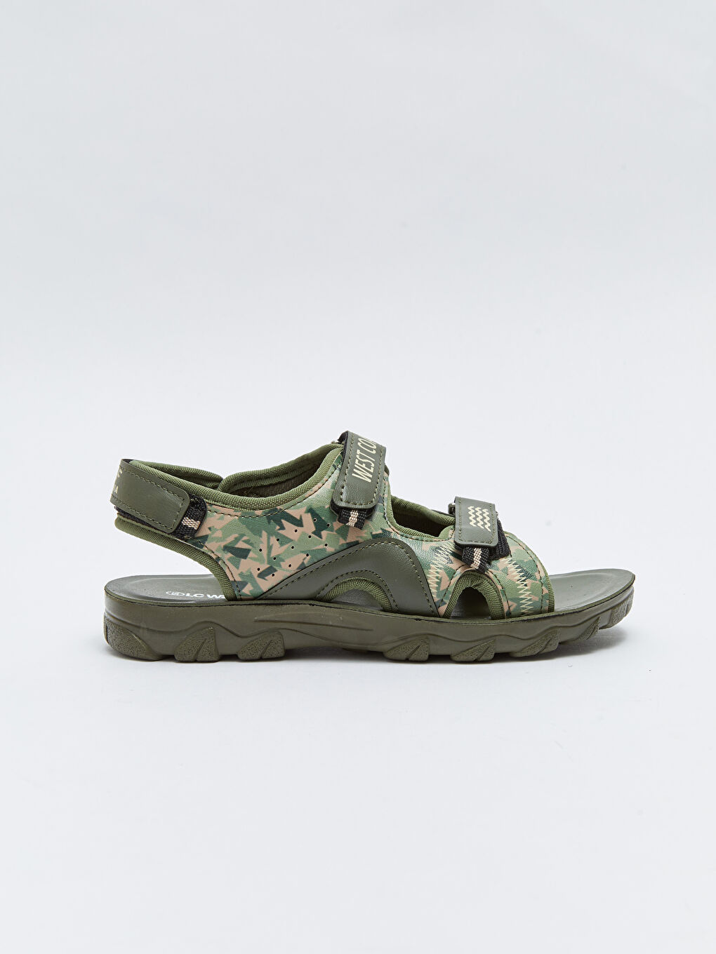 Haki Kamuflaj Baskılı Cırt Cırtlı Erkek Çocuk Sandalet-1