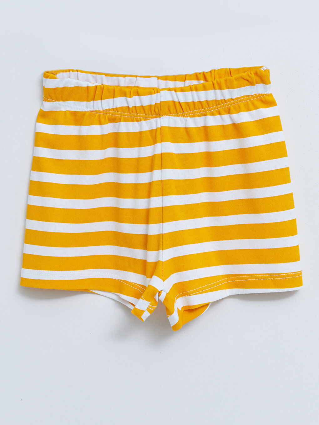 Elastic Waist Striped Cotton Baby Girl Shorts-2
