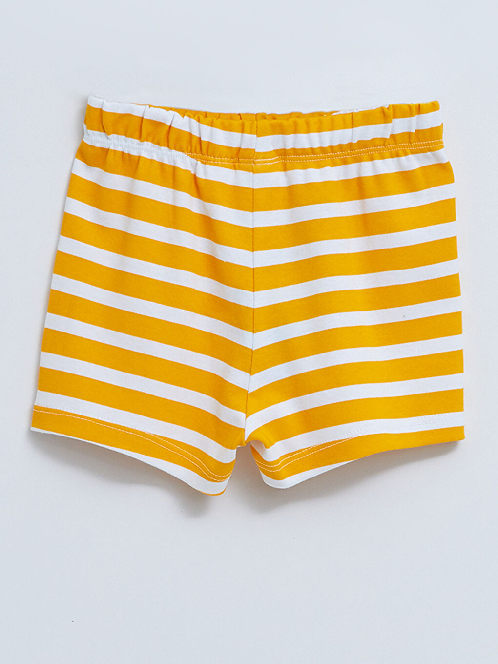 Elastic Waist Striped Cotton Baby Girl Shorts-3
