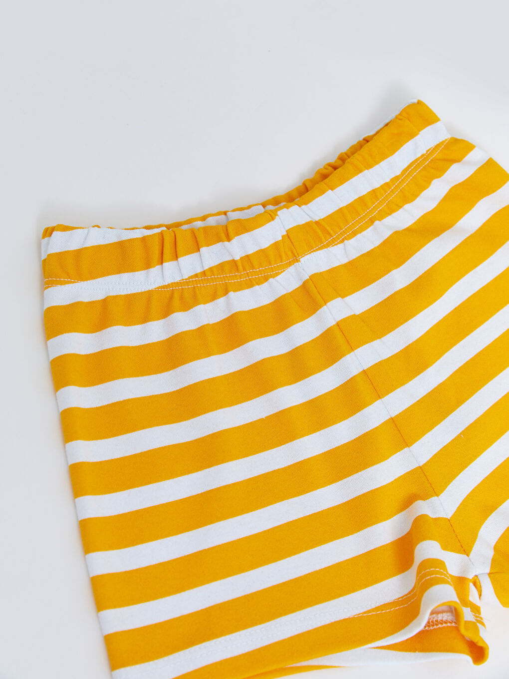 Elastic Waist Striped Cotton Baby Girl Shorts-4