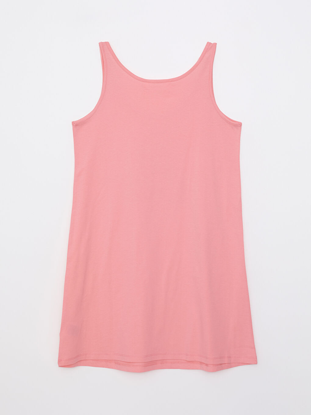 Pembe U Yaka Baskılı Kolsuz Pamuklu Kadın Gecelik-6