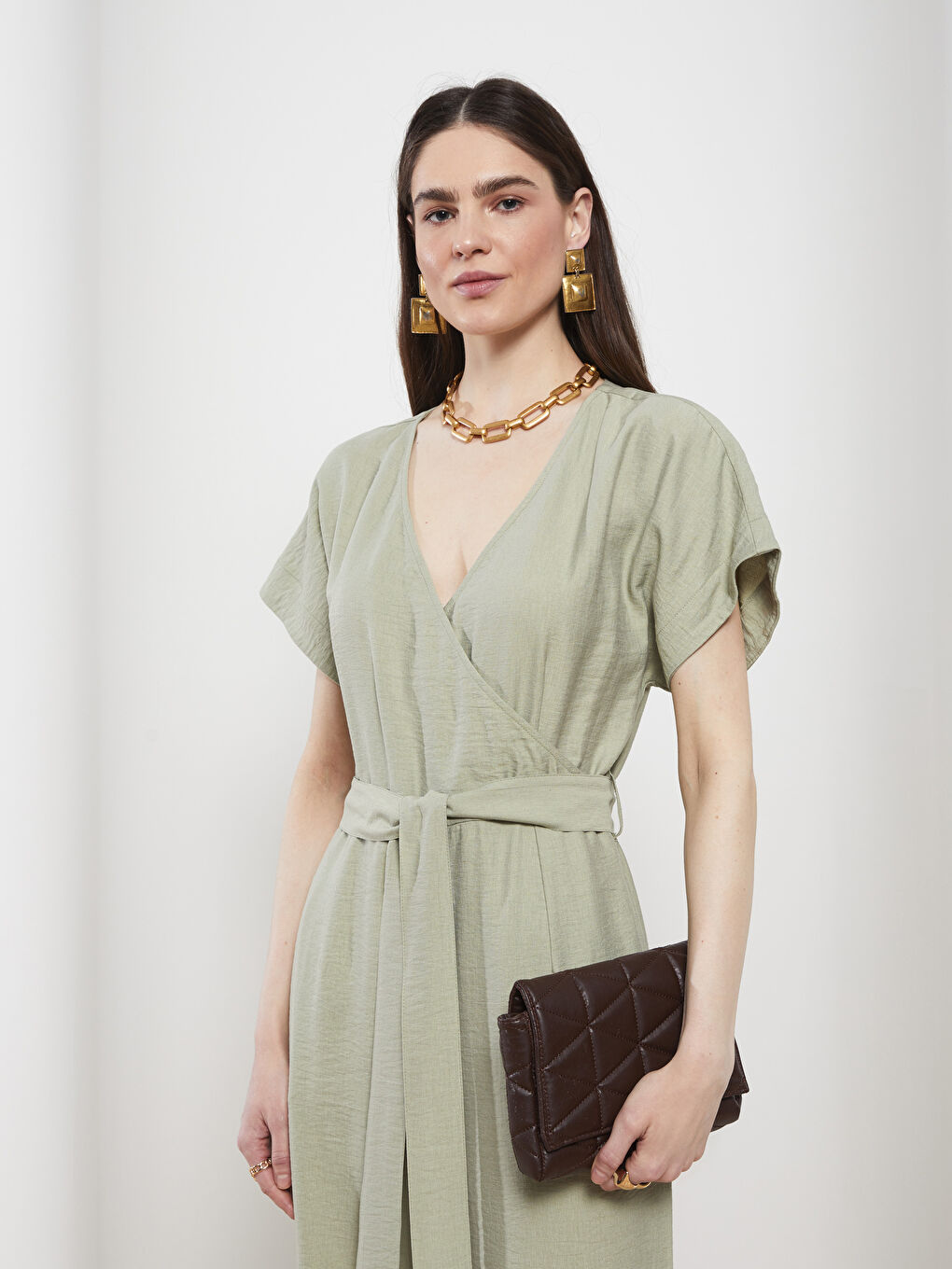 Double Breasted Collar Straight Short Sleeve Women's Overalls -S2IU28Z8-GHY