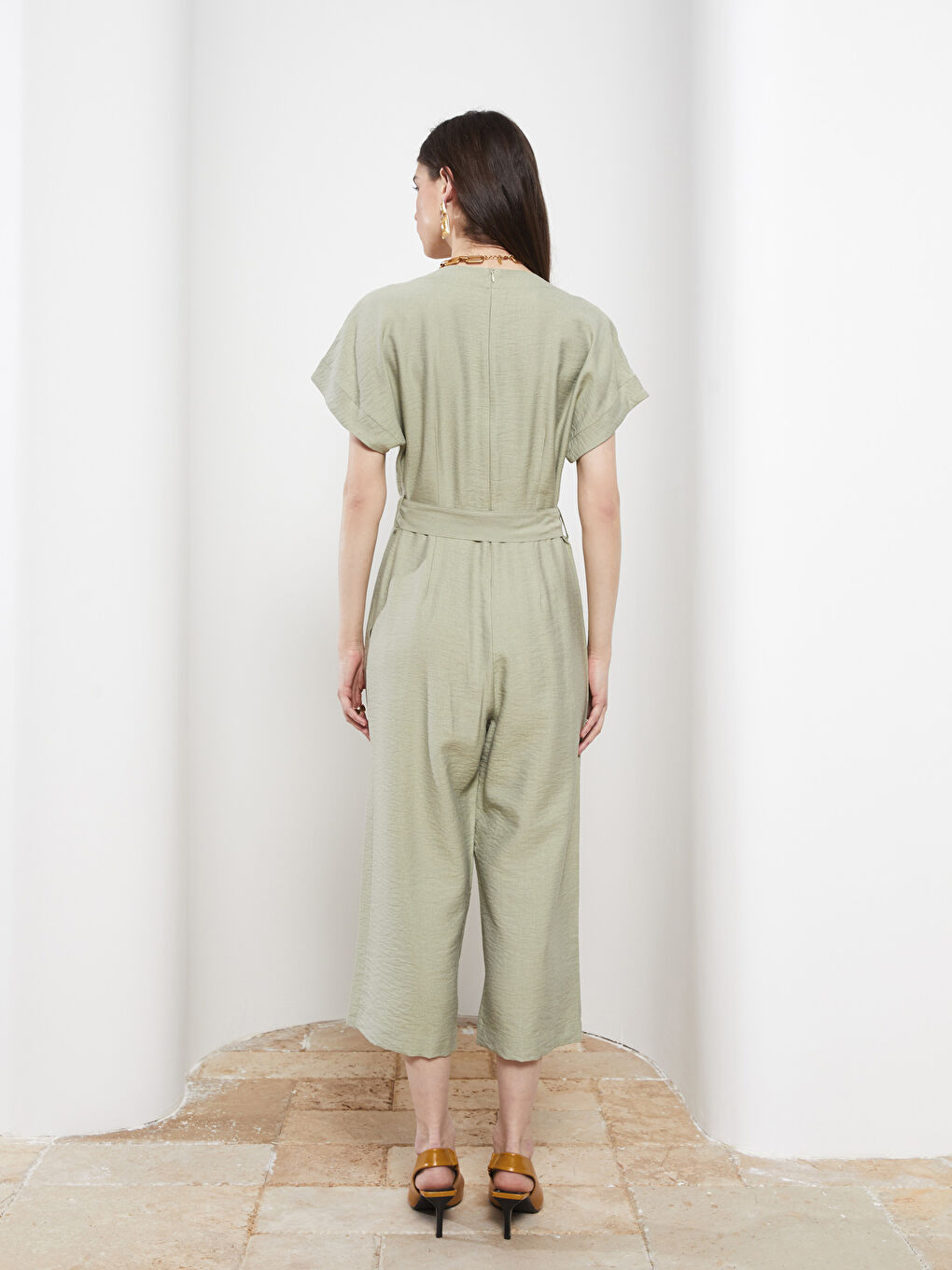 Double Breasted Collar Straight Short Sleeve Women's Overalls -S2IU28Z8-GHY