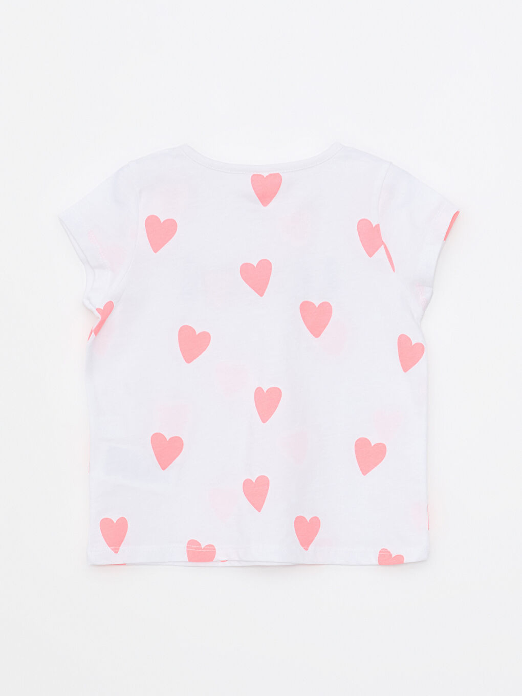 Beyaz Bisiklet Yaka Kısa Kollu Baskılı Kız Bebek Tişört ve Tayt 2'li Takım-2