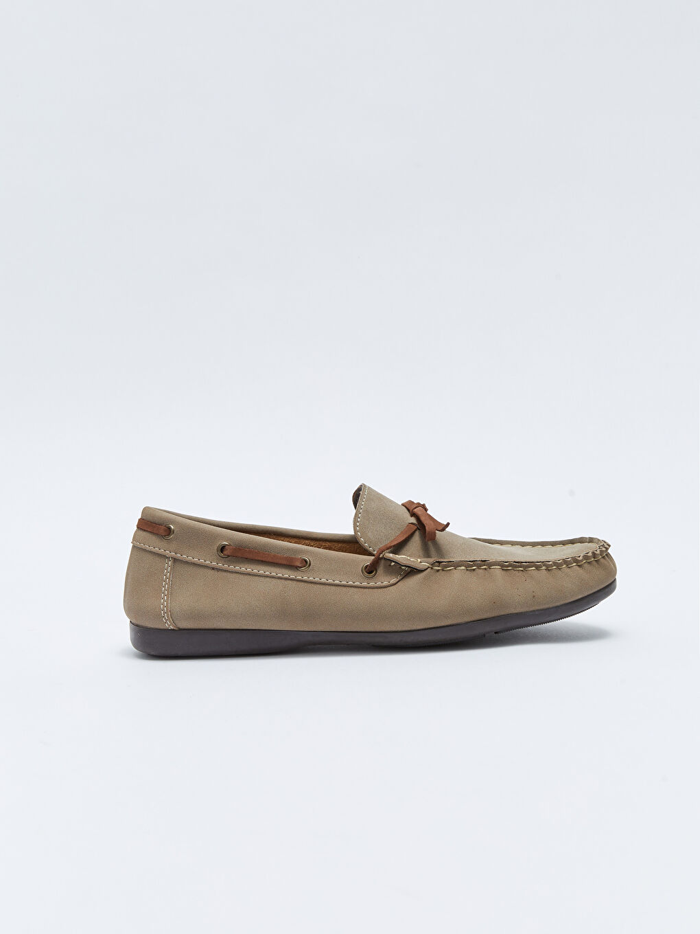 Bej Bağcık Detaylı Dekoratif Dikişli Erkek Loafer Ayakkabı-1