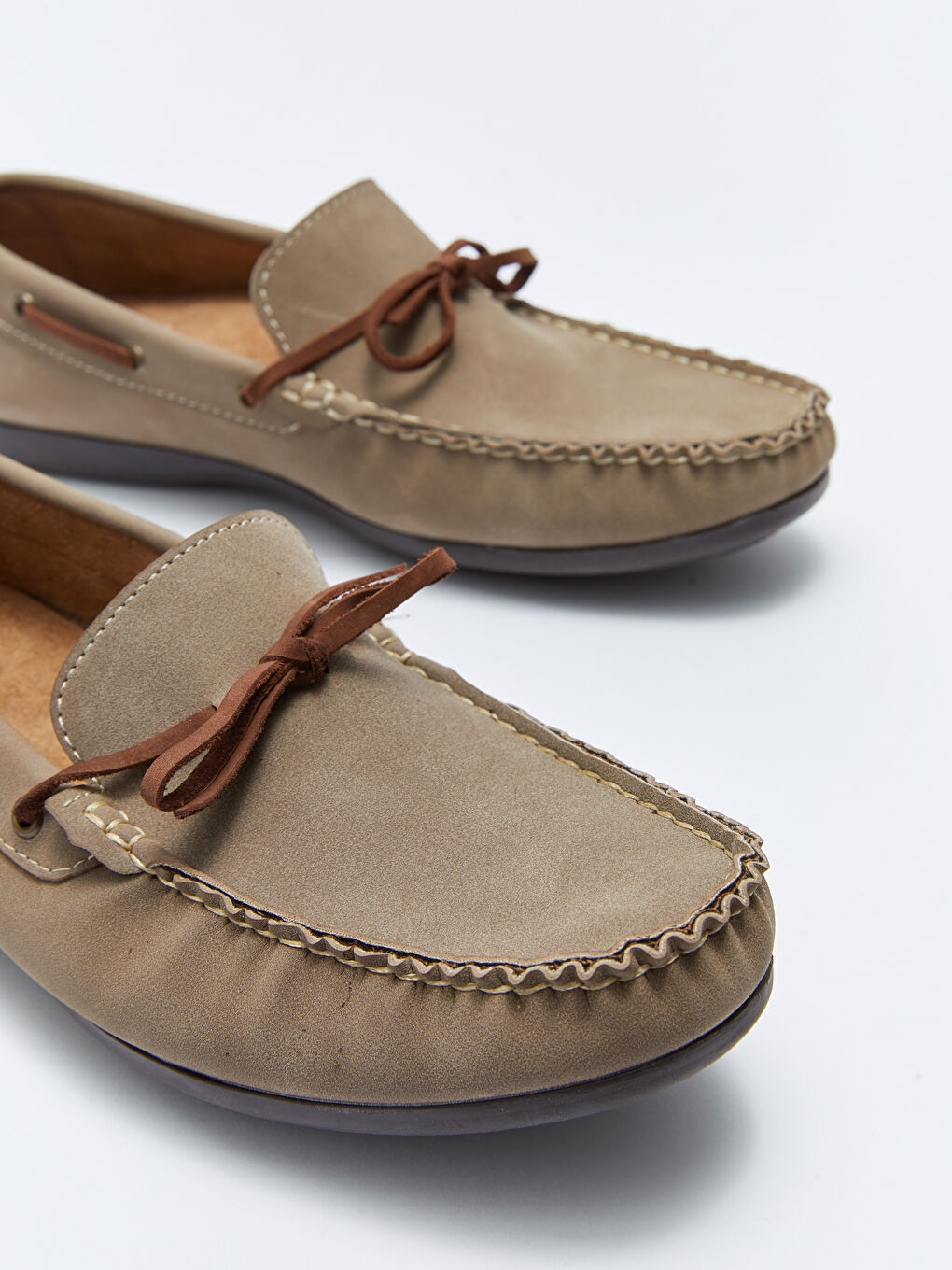 Bej Bağcık Detaylı Dekoratif Dikişli Erkek Loafer Ayakkabı-2