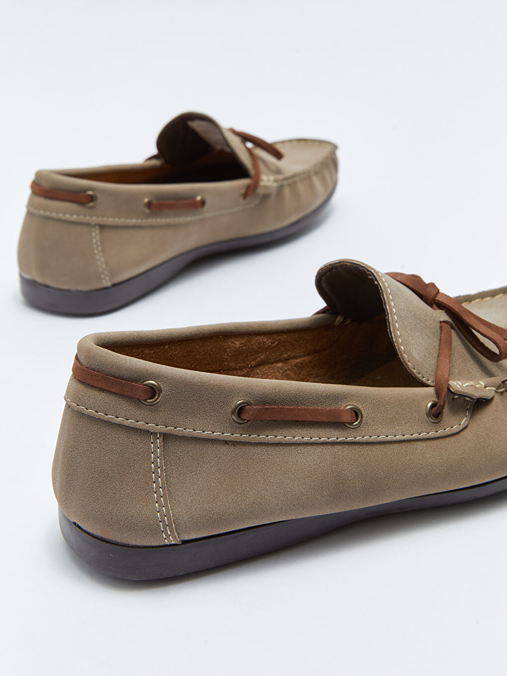 Bej Bağcık Detaylı Dekoratif Dikişli Erkek Loafer Ayakkabı-4