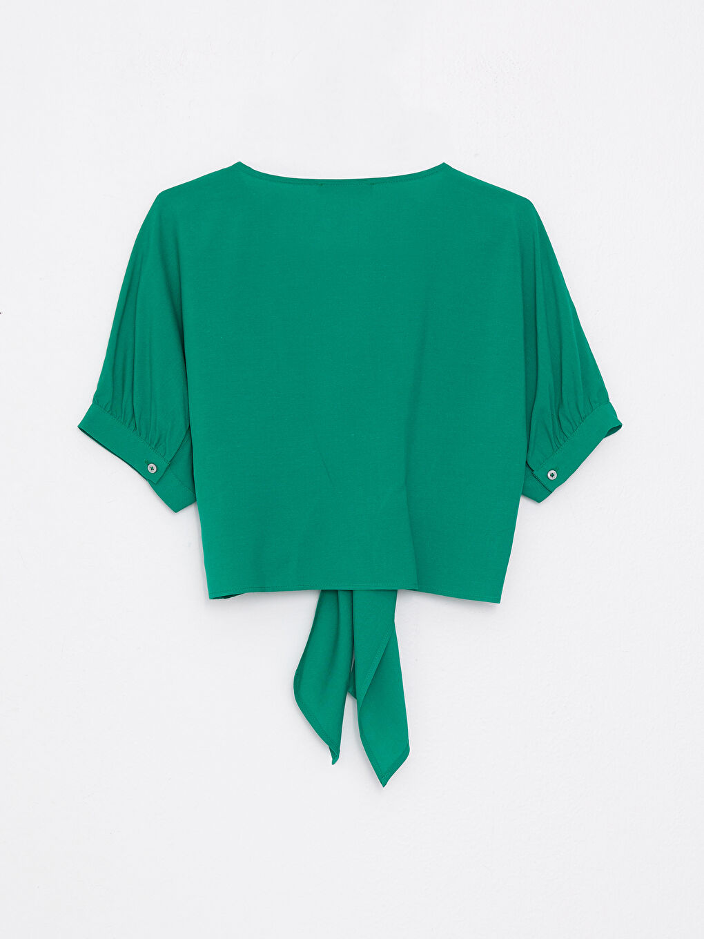 بلوزة ياقة على شكل حرف V كم قصير لمسة كتان للسيدات-6