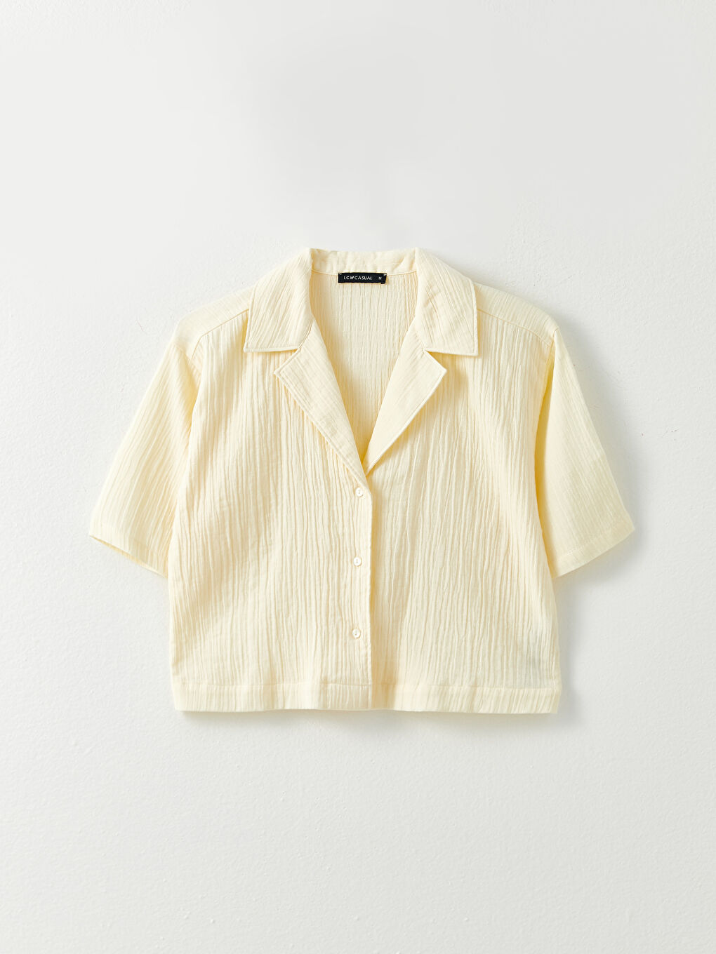 Муслиновая женская рубашка с коротким рукавом и застежкой спереди на пуговицах-5