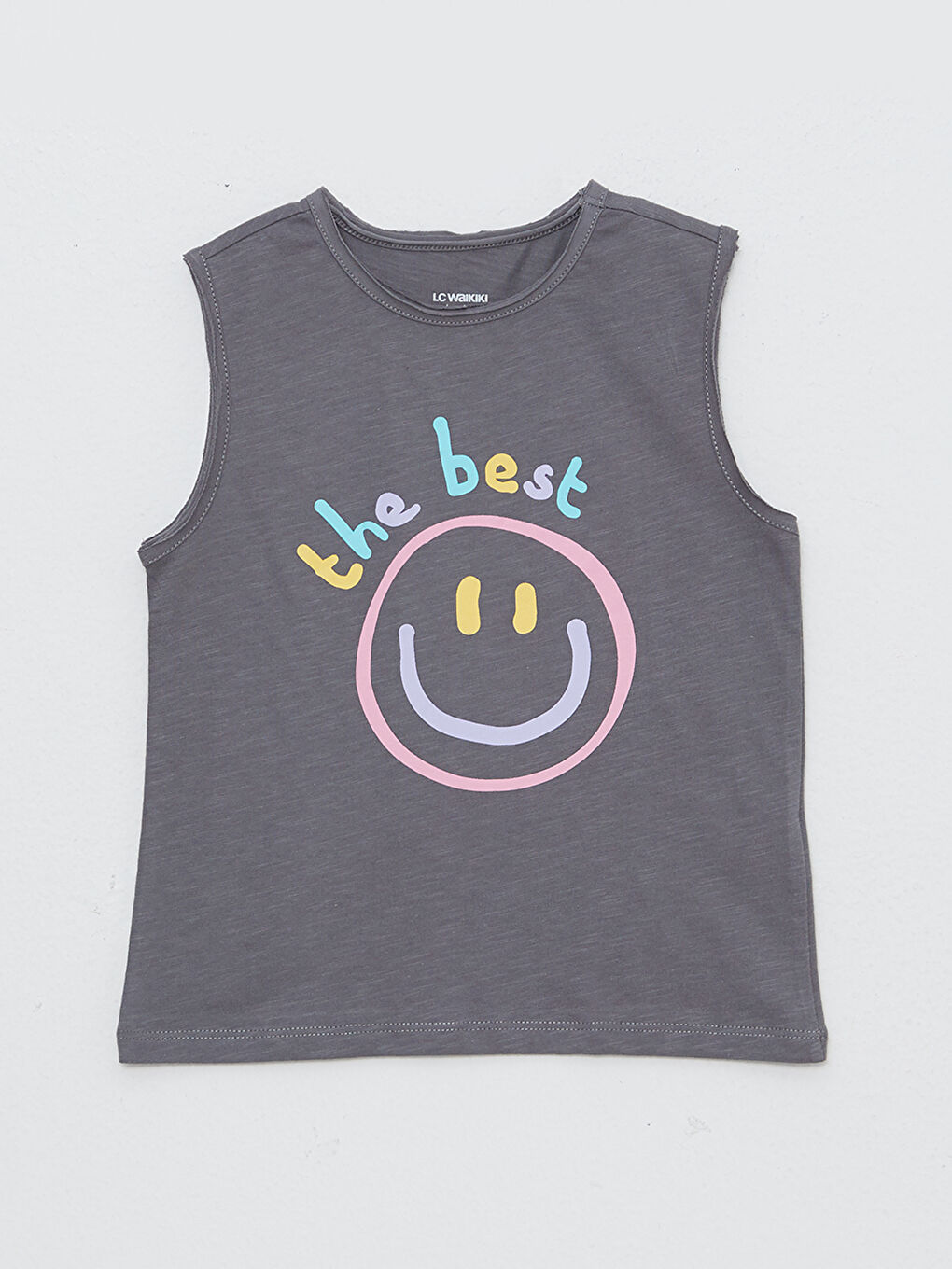 Gri Bisiklet Yaka Baskılı Pamuklu Erkek Bebek Atlet