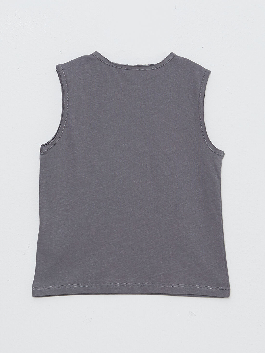 Gri Bisiklet Yaka Baskılı Pamuklu Erkek Bebek Atlet-1