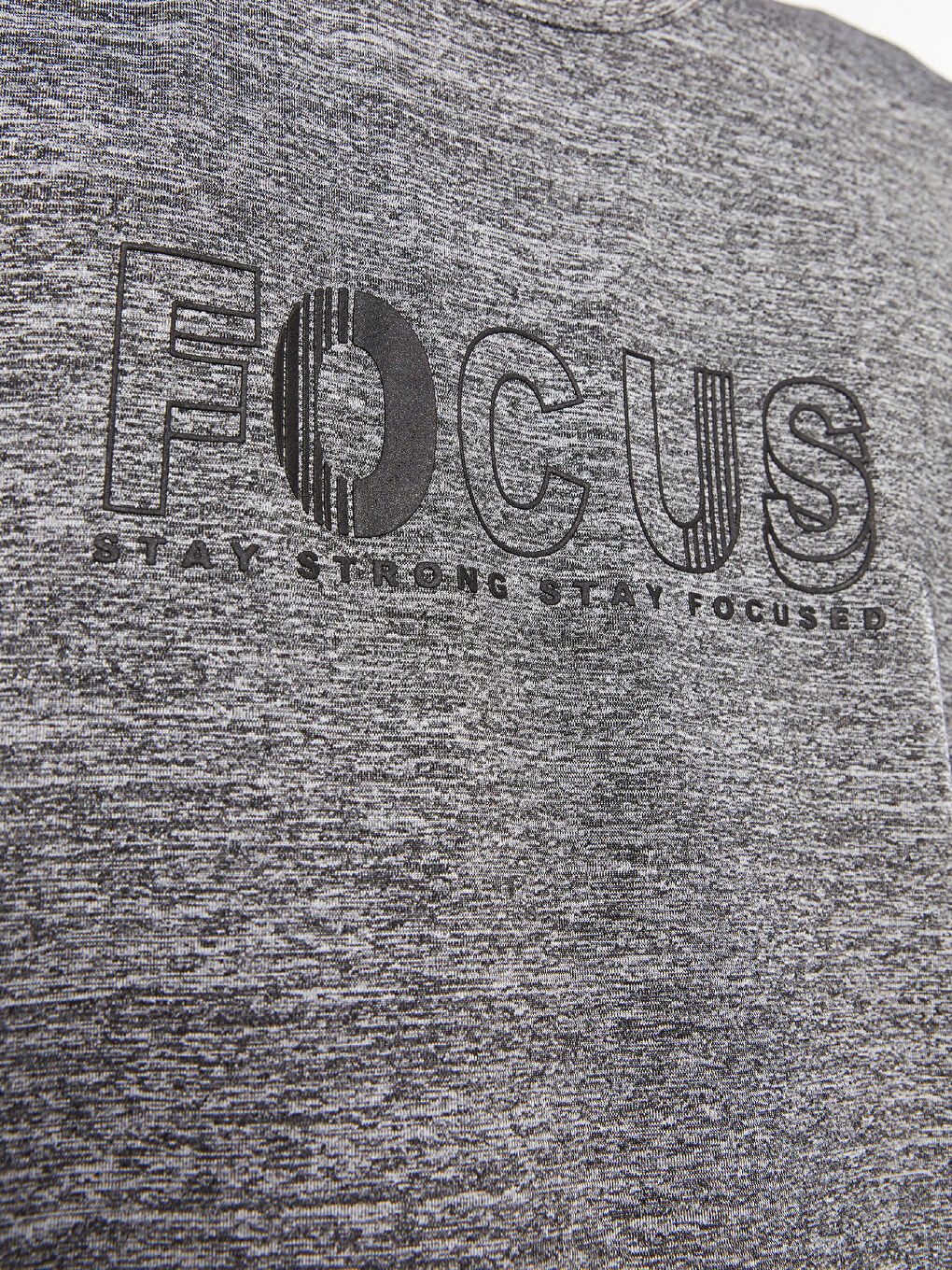 Gri Bisiklet Yaka Kısa Kollu Baskılı Erkek Tişört-3