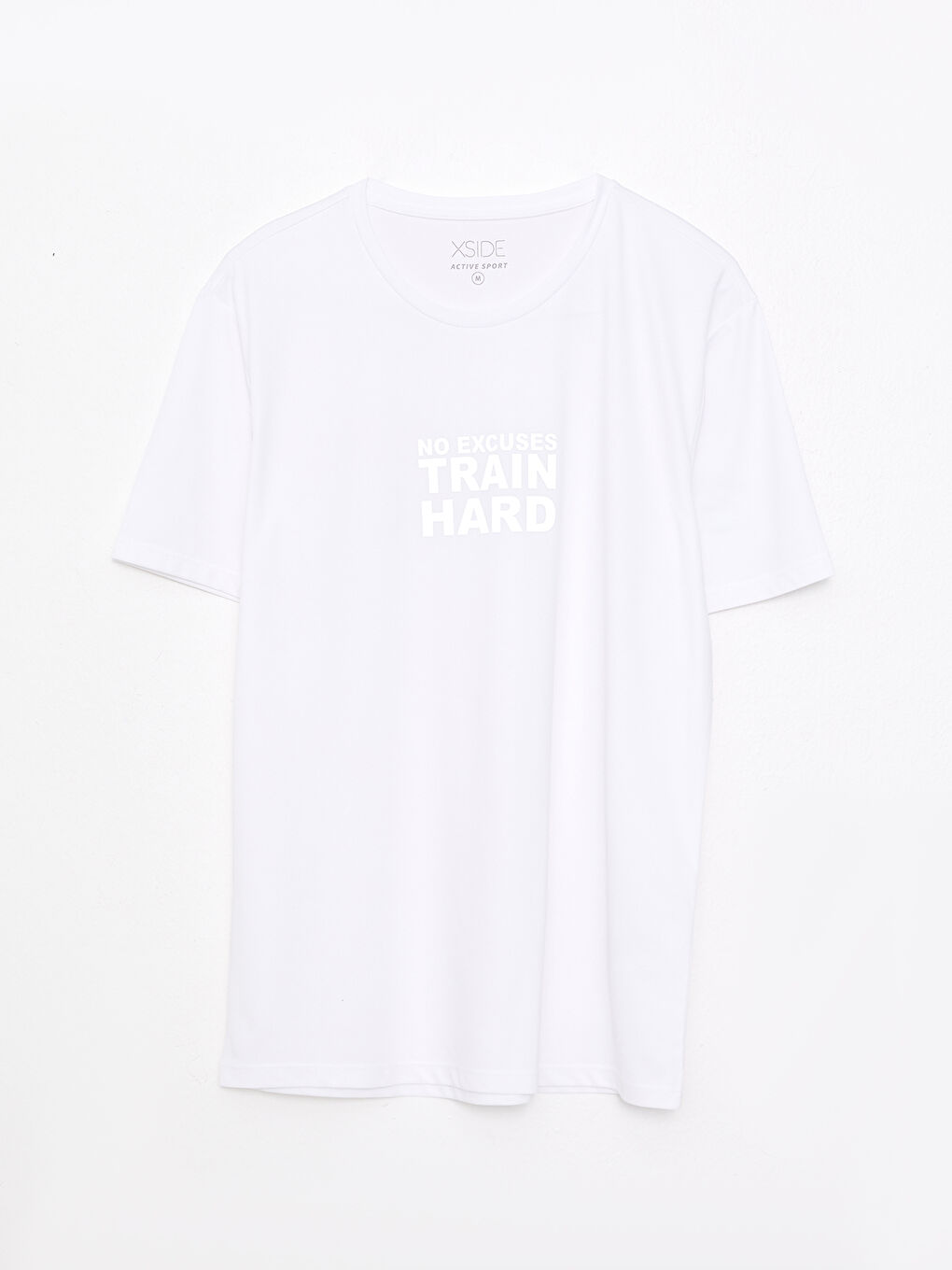 Beyaz Bisiklet Yaka Kısa Kollu Baskılı Erkek Tişört