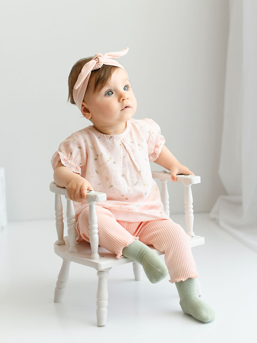 Pembe Bisiklet Yaka Kısa Kollu Baskılı Kız Bebek Tişört ve Tayt 2'li Takım-2