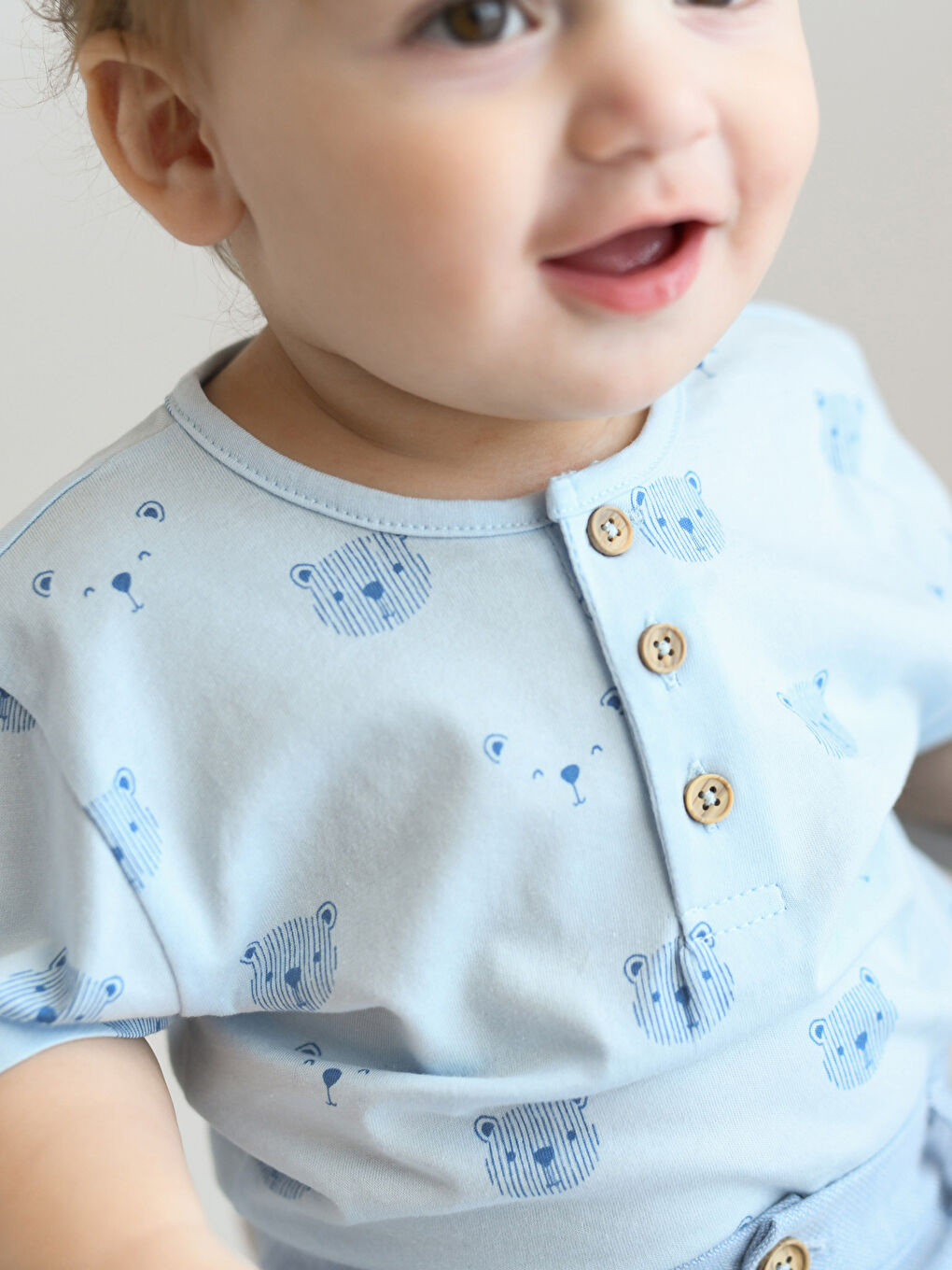 Turkuaz Bisiklet Yaka Kısa Kollu Baskılı Erkek Bebek Tişört ve Şort 2'li Takım-2