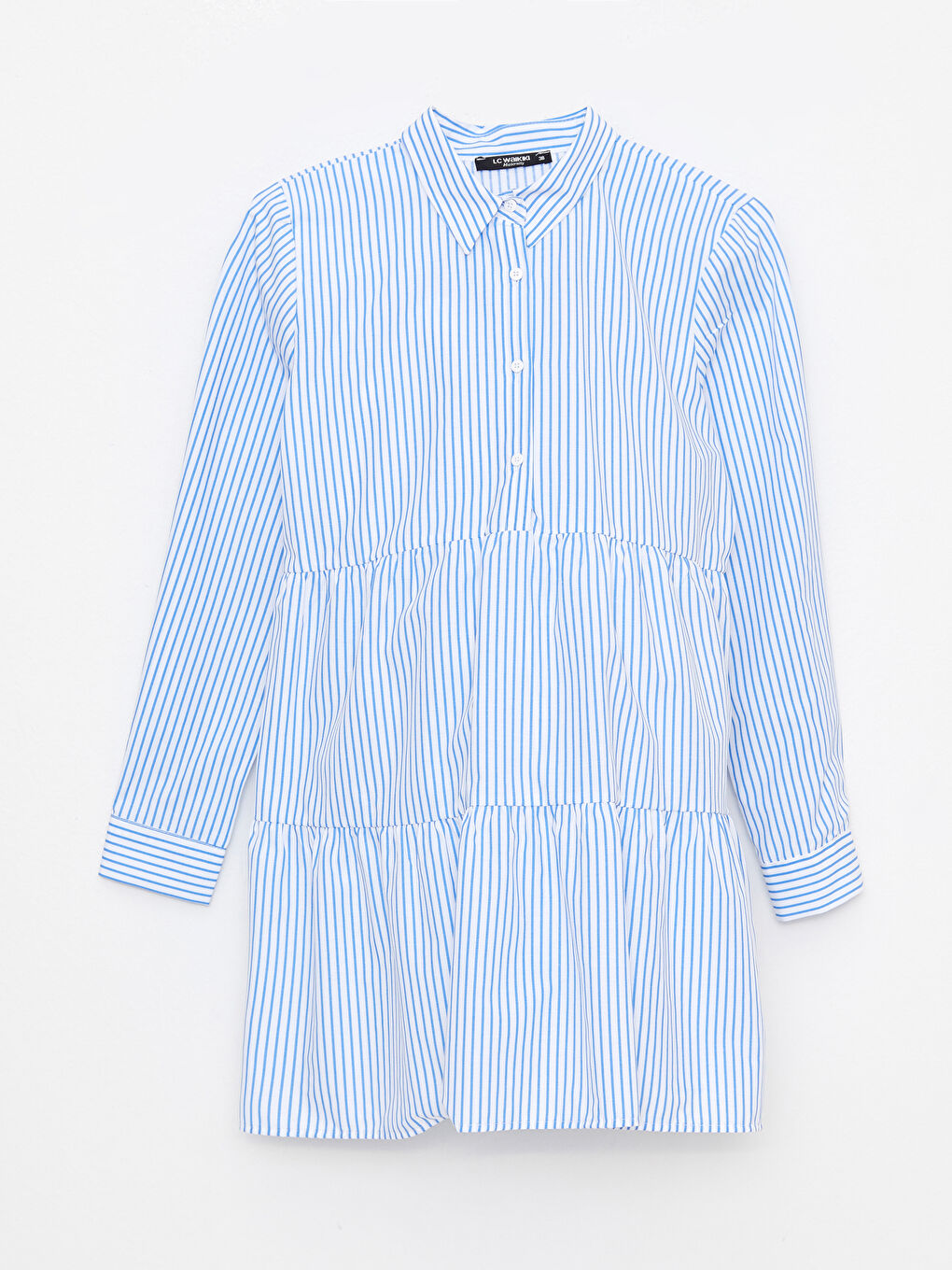 Mavi Çizgili Uzun Kollu Poplin Hamile Gömlek Tunik-5