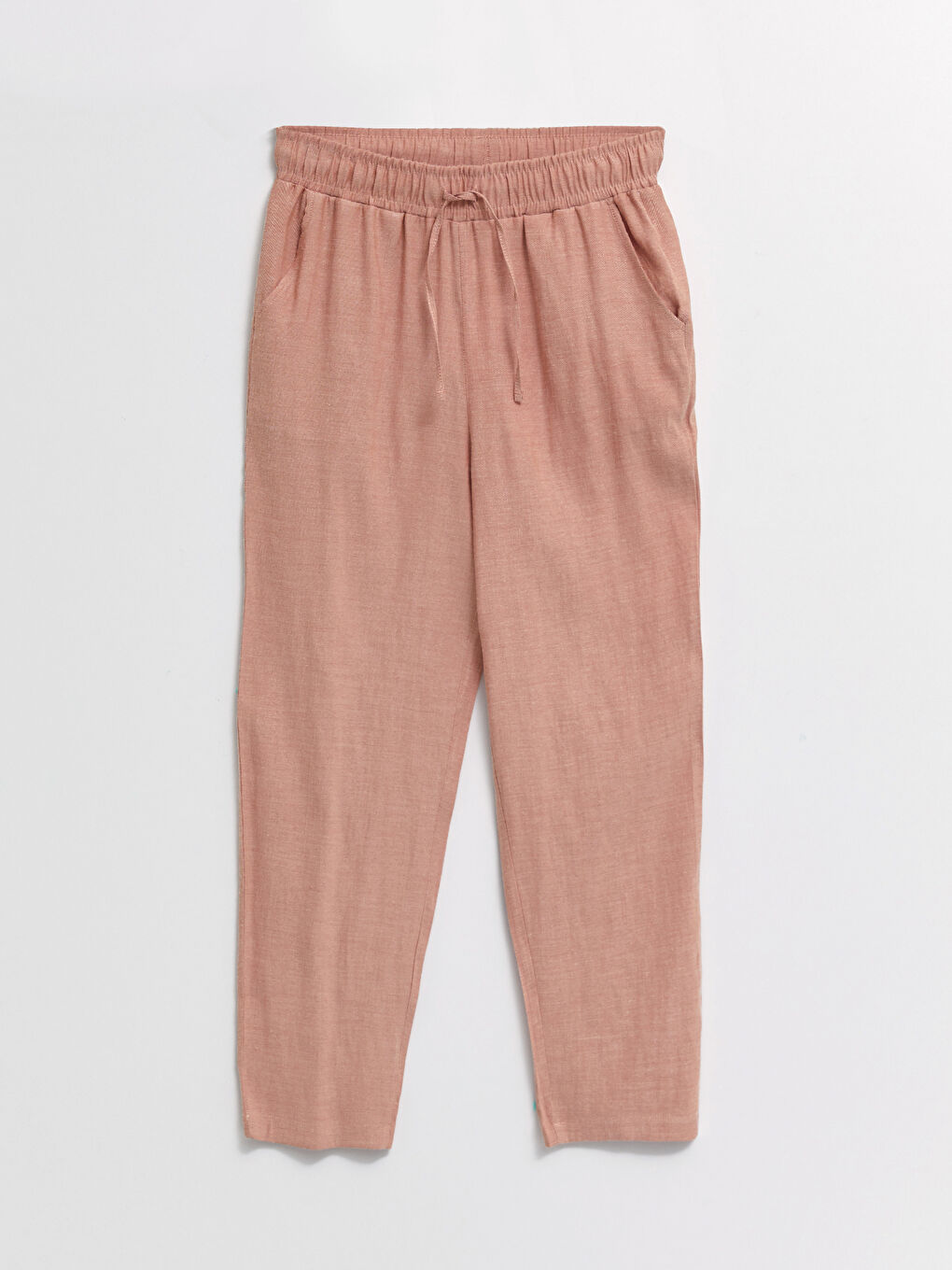 Elastic Waist Comfortable Fit Straight Pocket Women's Trousers Detailed-5