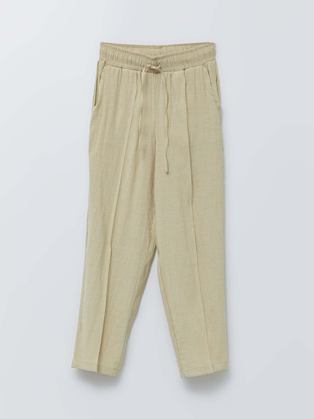 Elastic Waist Comfortable Fit Straight Pocket Women's Trousers Detailed-5