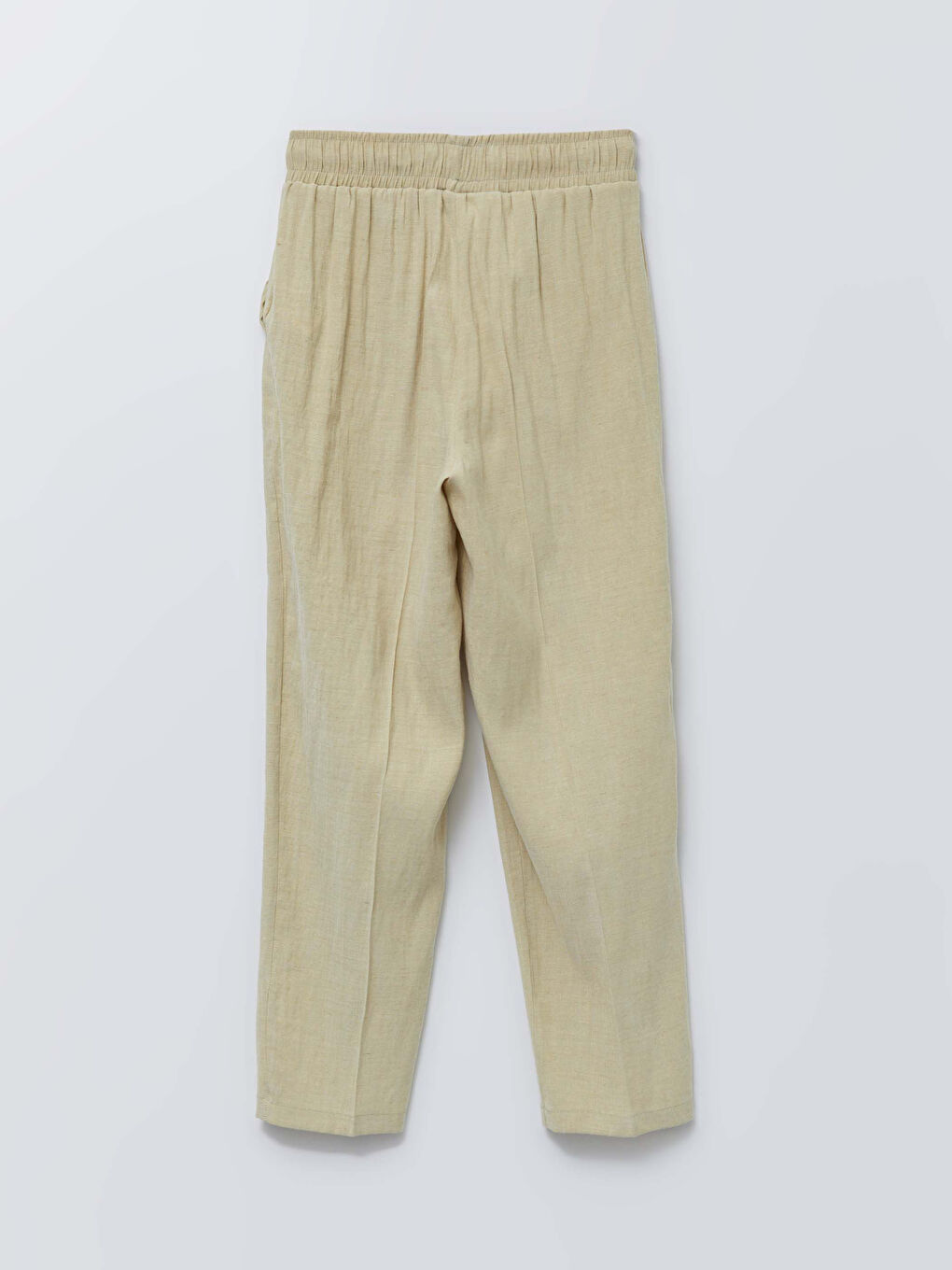 Elastic Waist Comfortable Fit Straight Pocket Women's Trousers Detailed-6