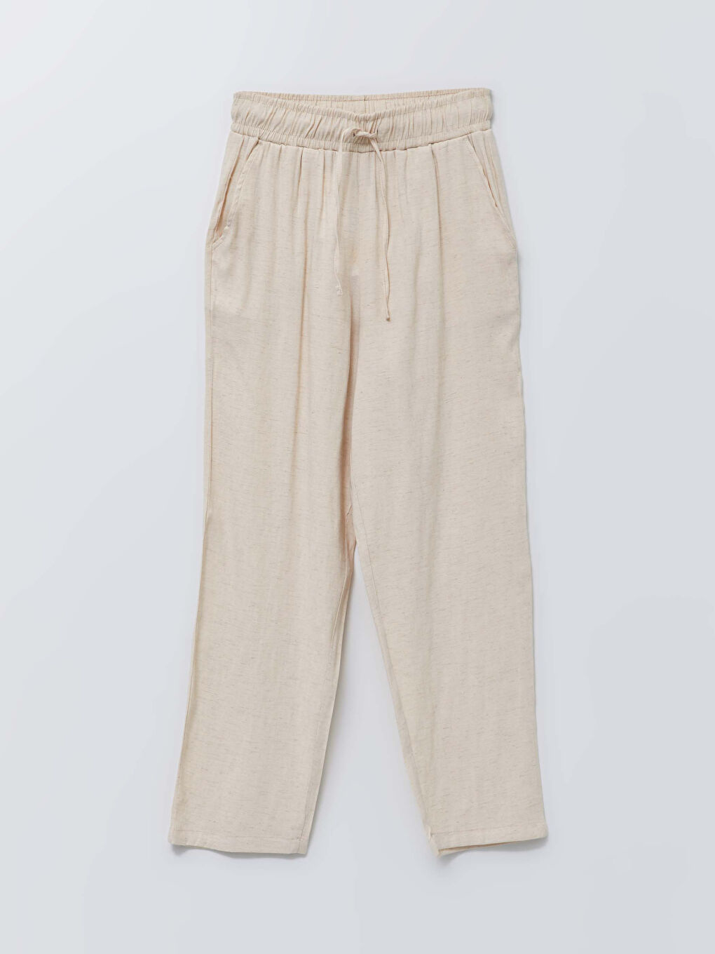 Elastic Waist Comfortable Fit Straight Pocket Women's Trousers Detailed-5