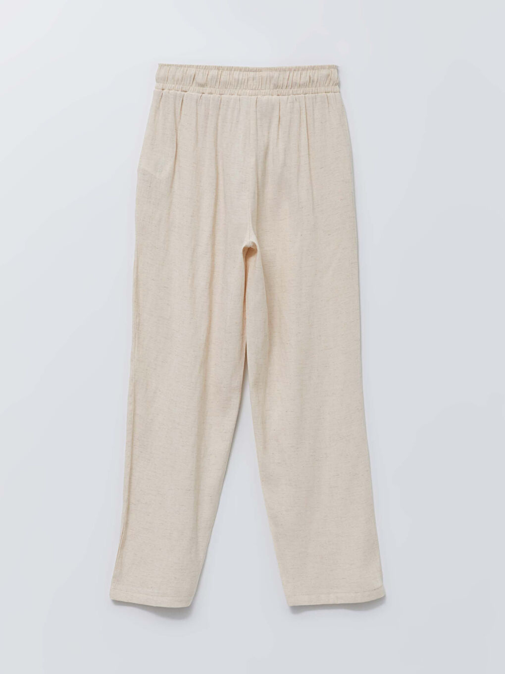 Elastic Waist Comfortable Fit Straight Pocket Women's Trousers Detailed-6