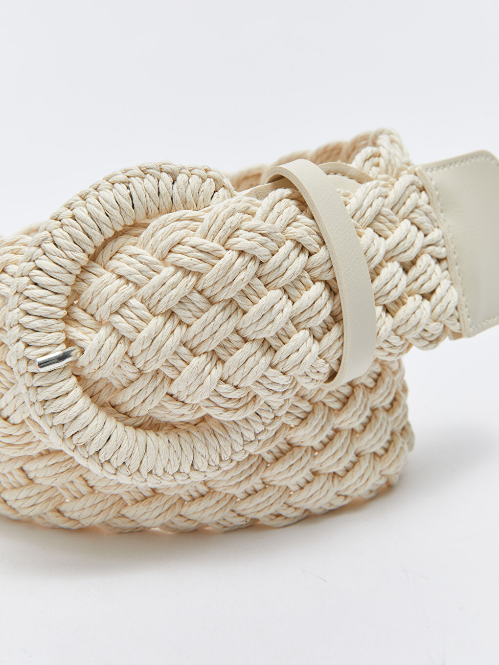 Ekru Örgülü Kadın Hasır Kemeri-3