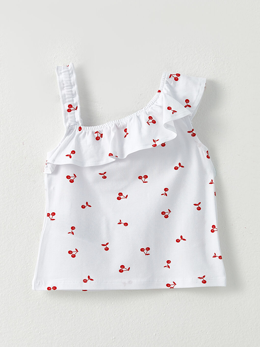 Beyaz Kayık Yaka Baskılı Pamuklu Kız Bebek Atlet-1