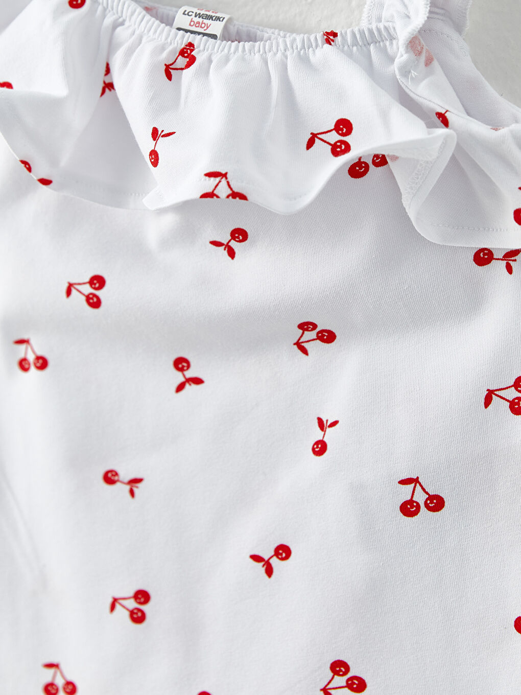 Beyaz Kayık Yaka Baskılı Pamuklu Kız Bebek Atlet-2