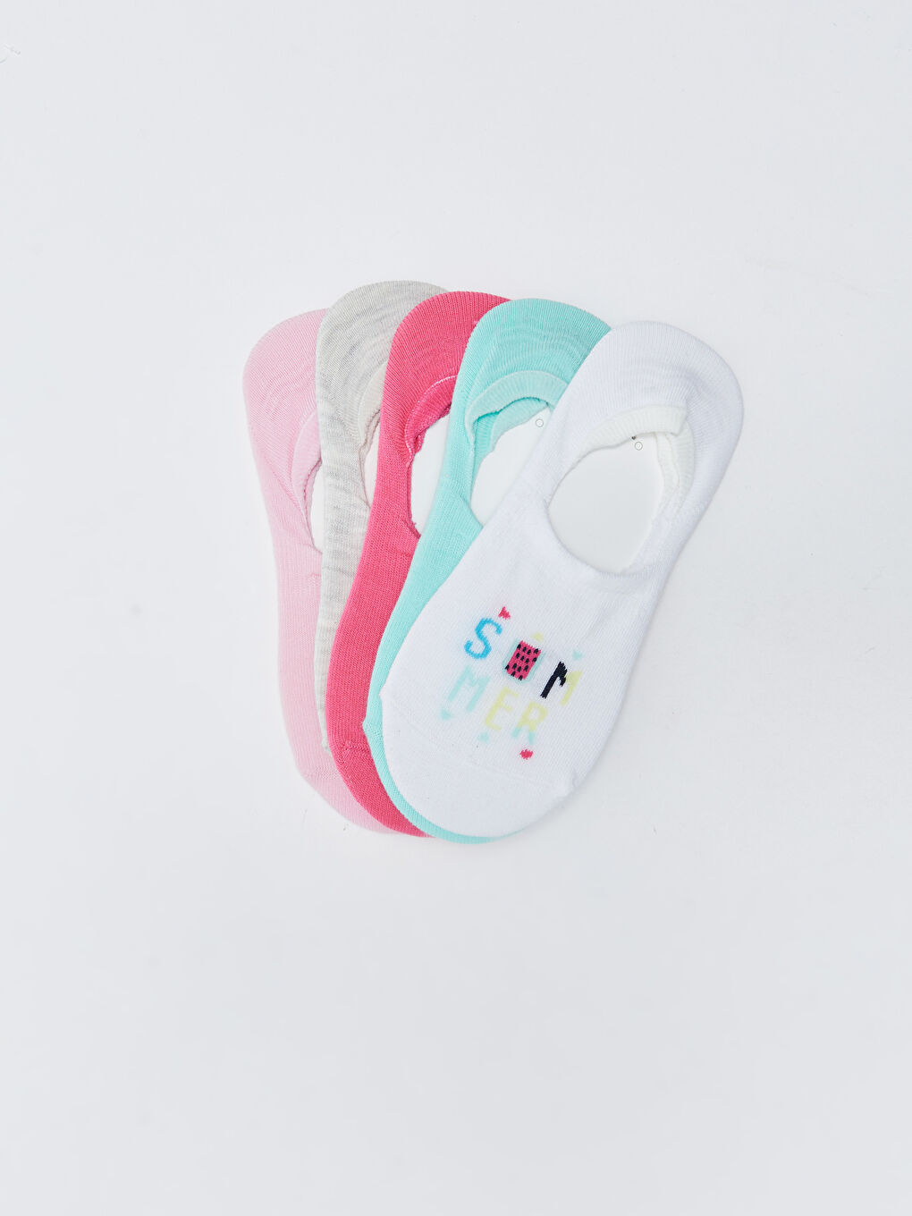 Patterned Girls' Invisible Socks 5 Pack