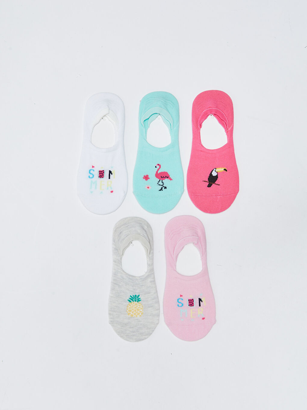 Patterned Girls' Invisible Socks 5 Pack-1