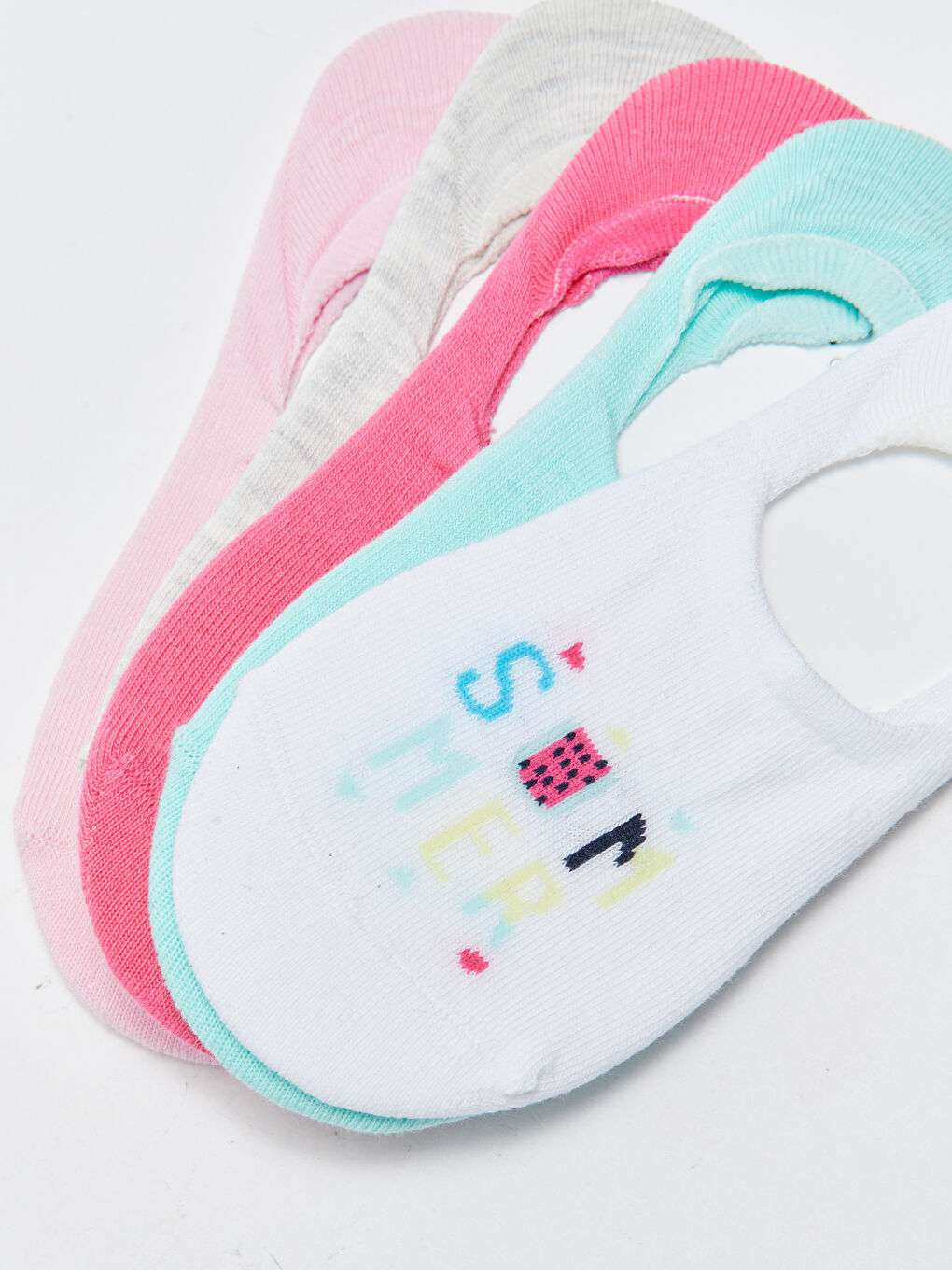 Patterned Girls' Invisible Socks 5 Pack-2