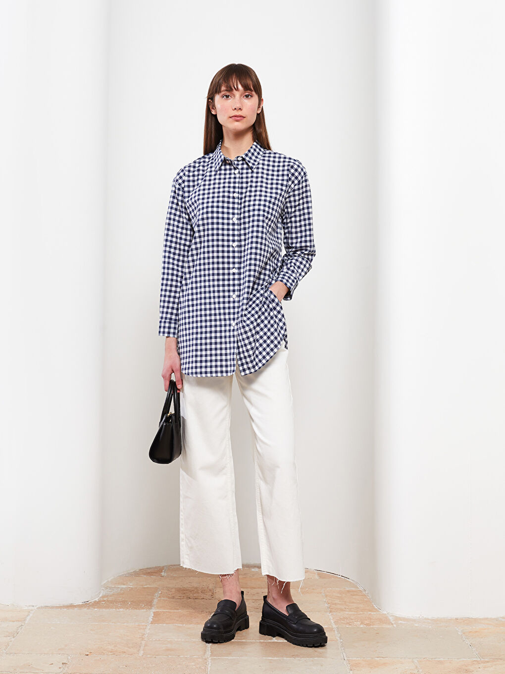 Plaid Long Sleeve Women's Shirt Tunic-1