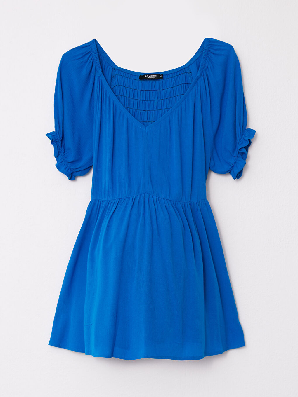 V Neck Straight Short Sleeve Crinkled Maternity Blouse -S2IV83Z8-HGU