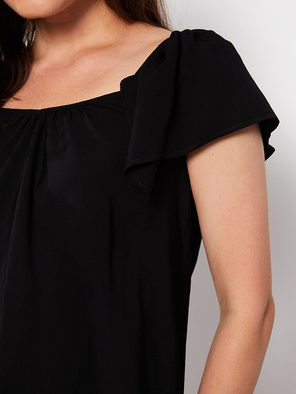 Blouse de maternité à col carré, manches courtes et coupe droite-3