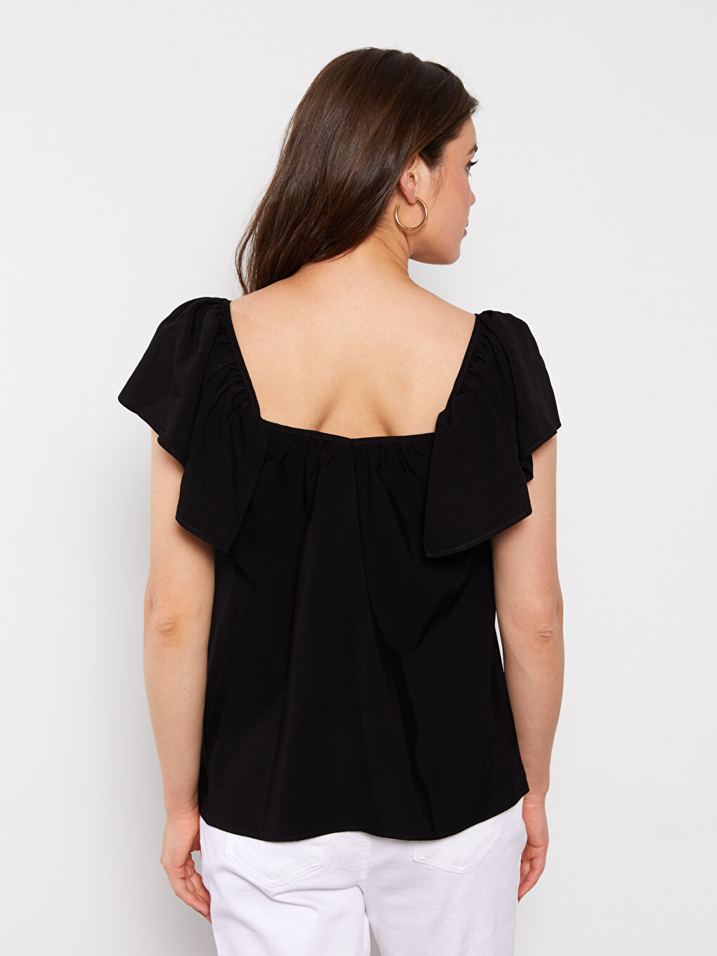 Blouse de maternité à col carré, manches courtes et coupe droite-4