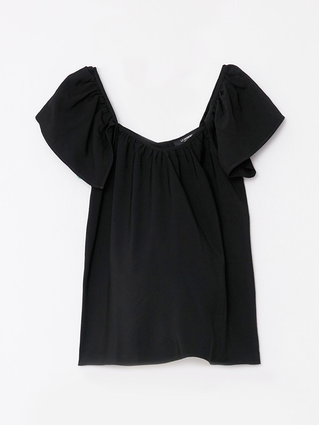 Blouse de maternité à col carré, manches courtes et coupe droite-5