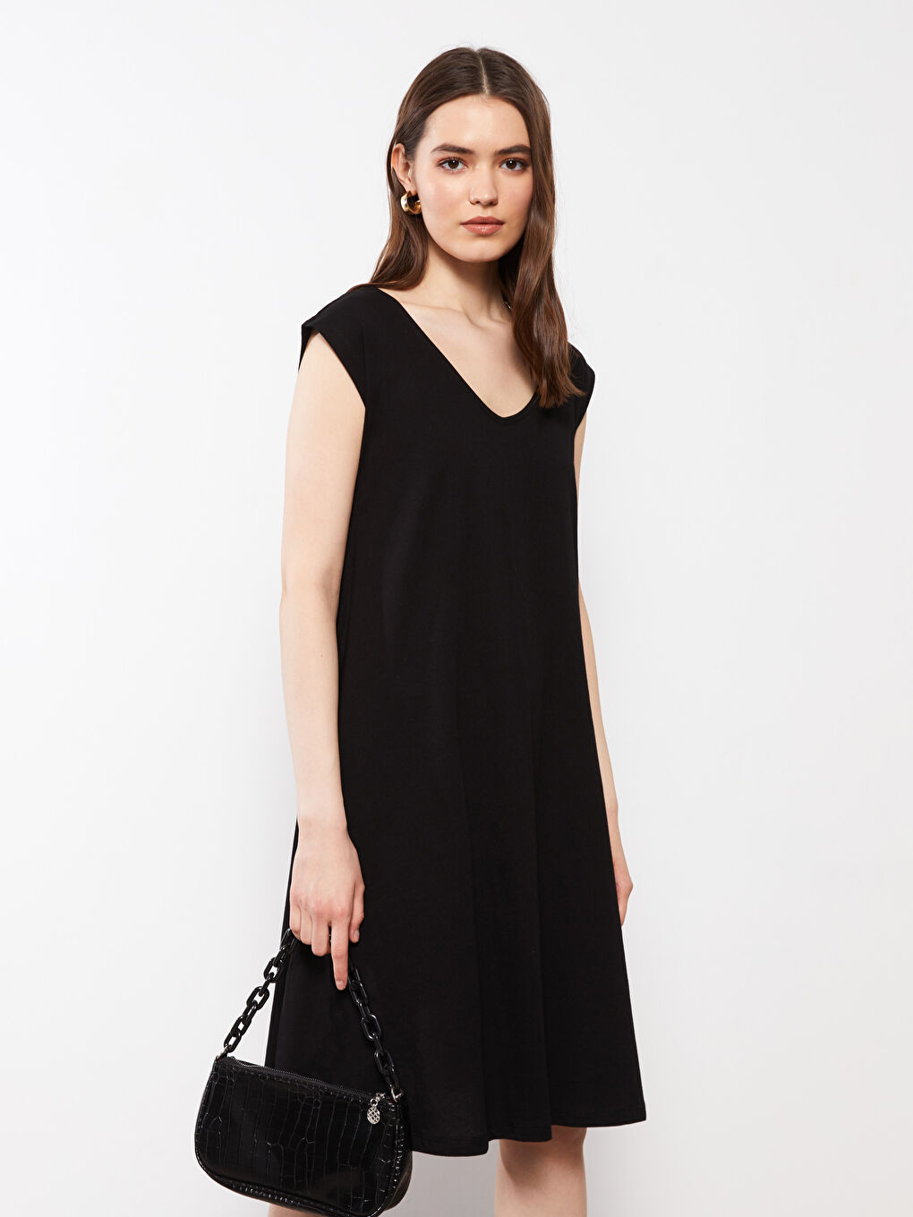 LCWAIKIKI Classic V-Neck Straight Sleeveless Cotton Women's Dress -S2IV91Z8-CVL