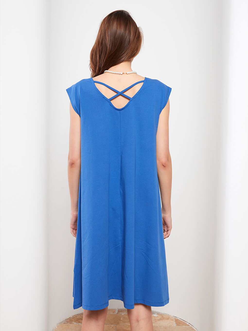 V-Neck Straight Sleeveless Cotton Women's Dress-7