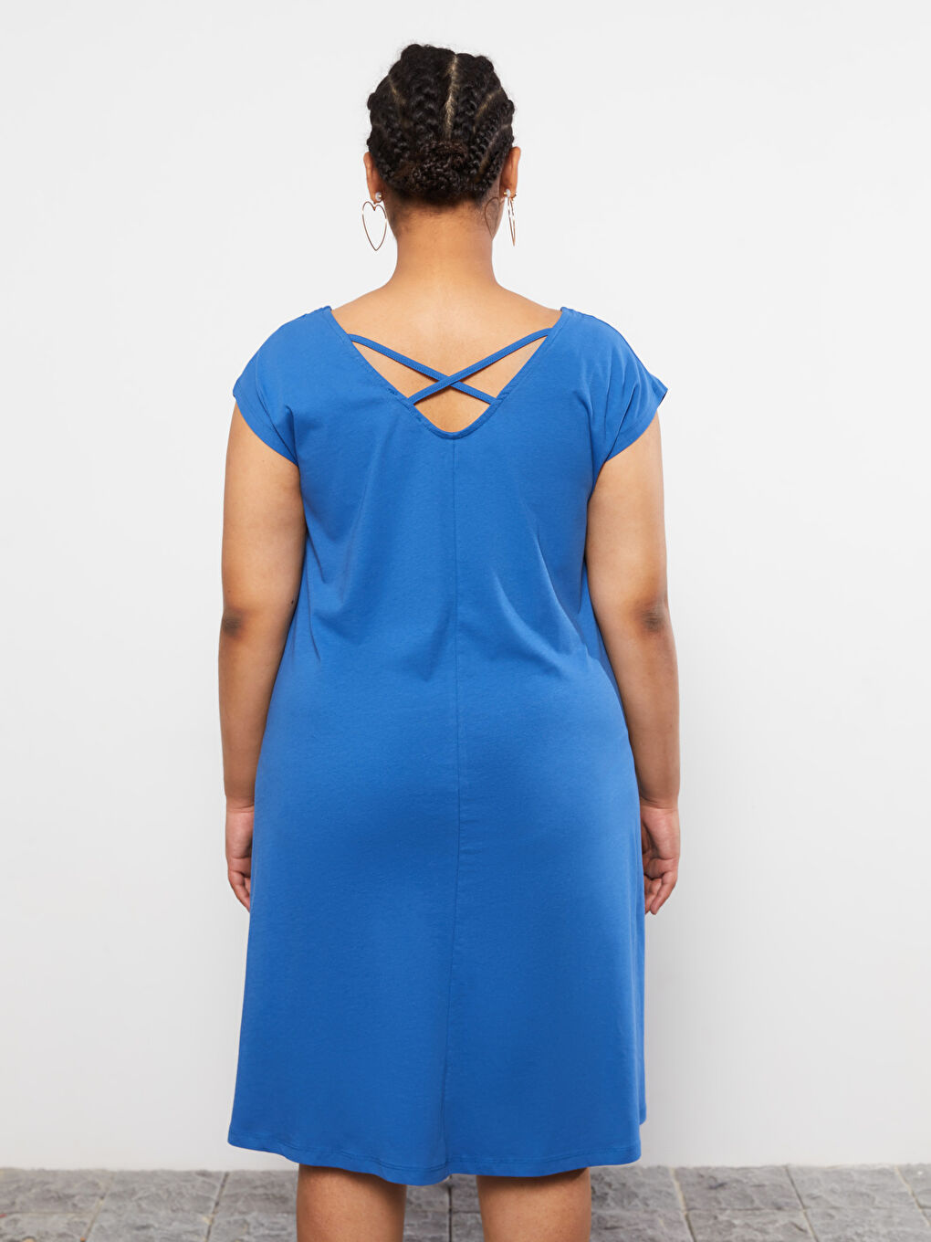 V-Neck Straight Sleeveless Cotton Women's Dress-8