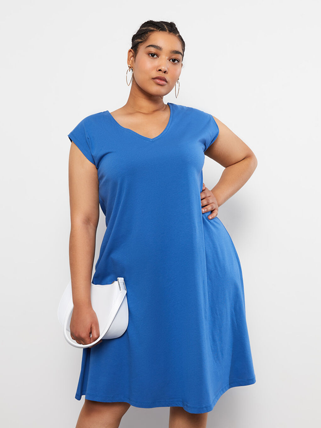 V-Neck Straight Sleeveless Cotton Women's Dress-2