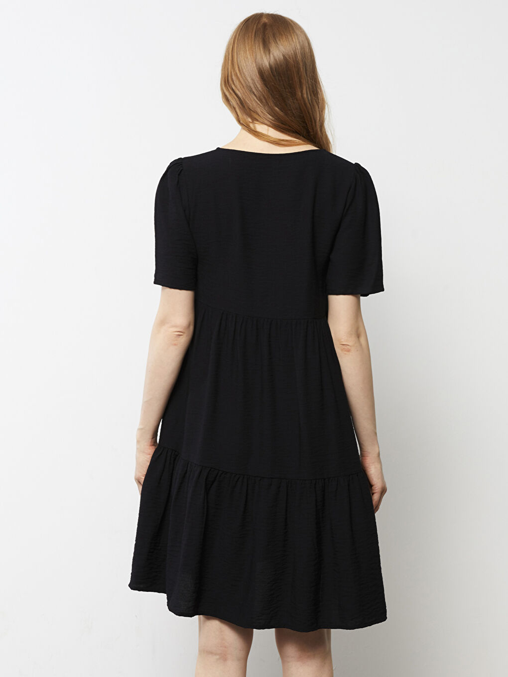LCWAIKIKI Classic V-Ausschnitt Schlicht Kurzarm Kleid für Damen -S2IV93Z8-CVL