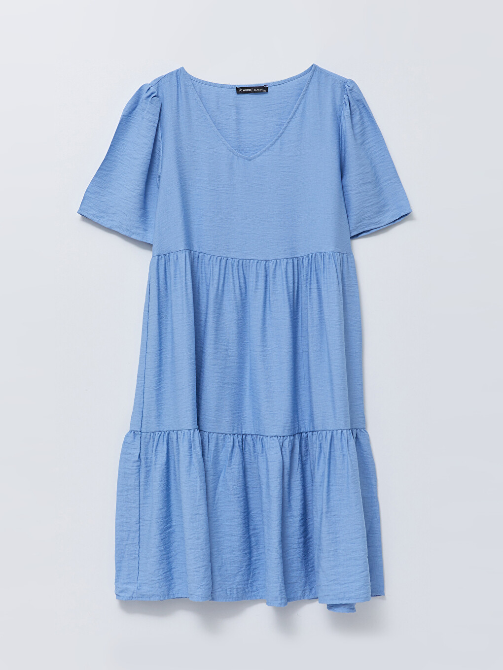 V Neck Plain Short Sleeve Women's Dress-5