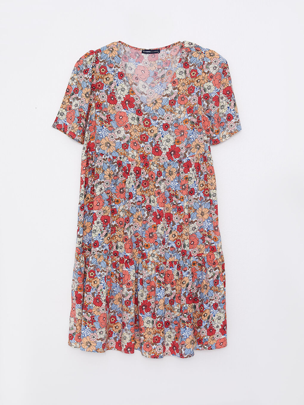 V-Neck Floral Short Sleeve Viscose Women's Dress -S2IV94Z8-F9C