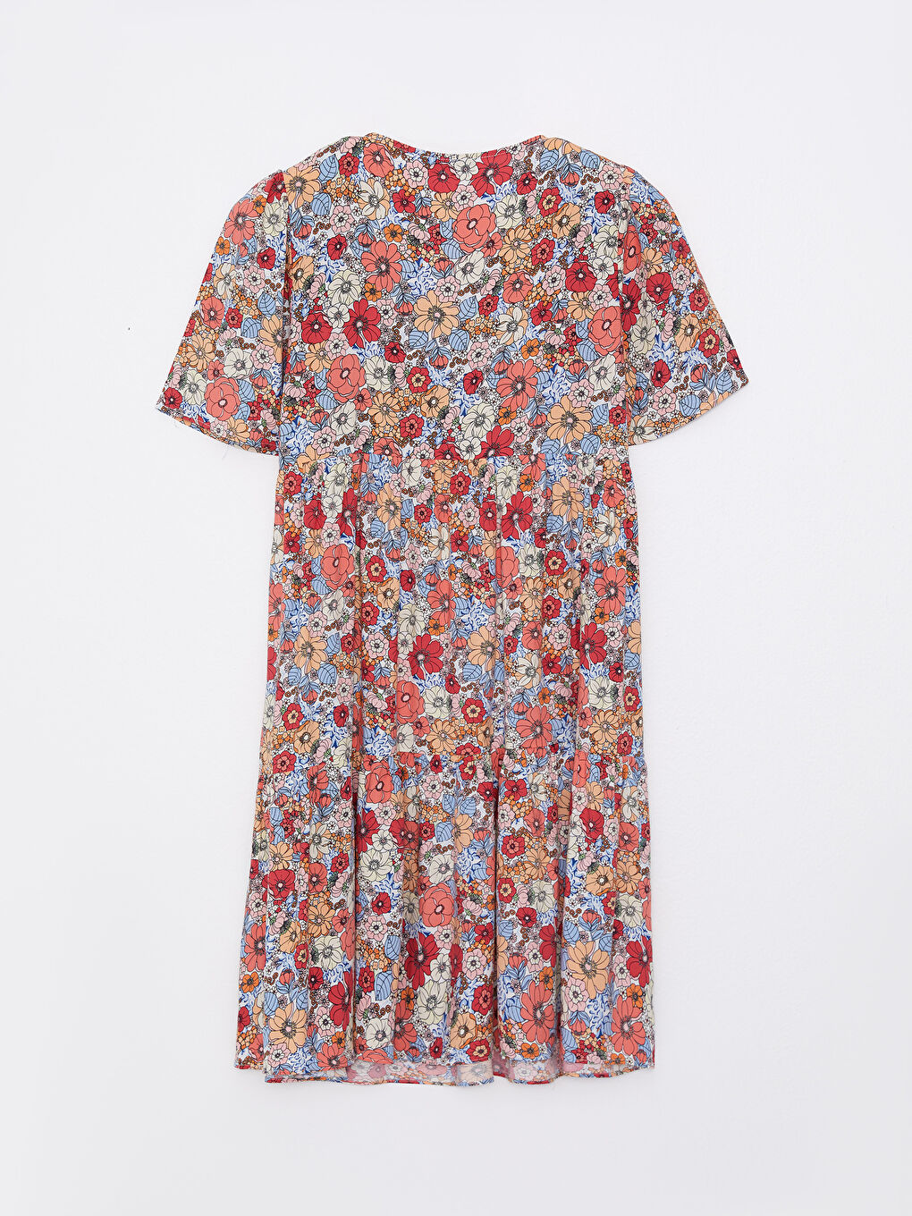 V-Neck Floral Short Sleeve Viscose Women's Dress -S2IV94Z8-F9C